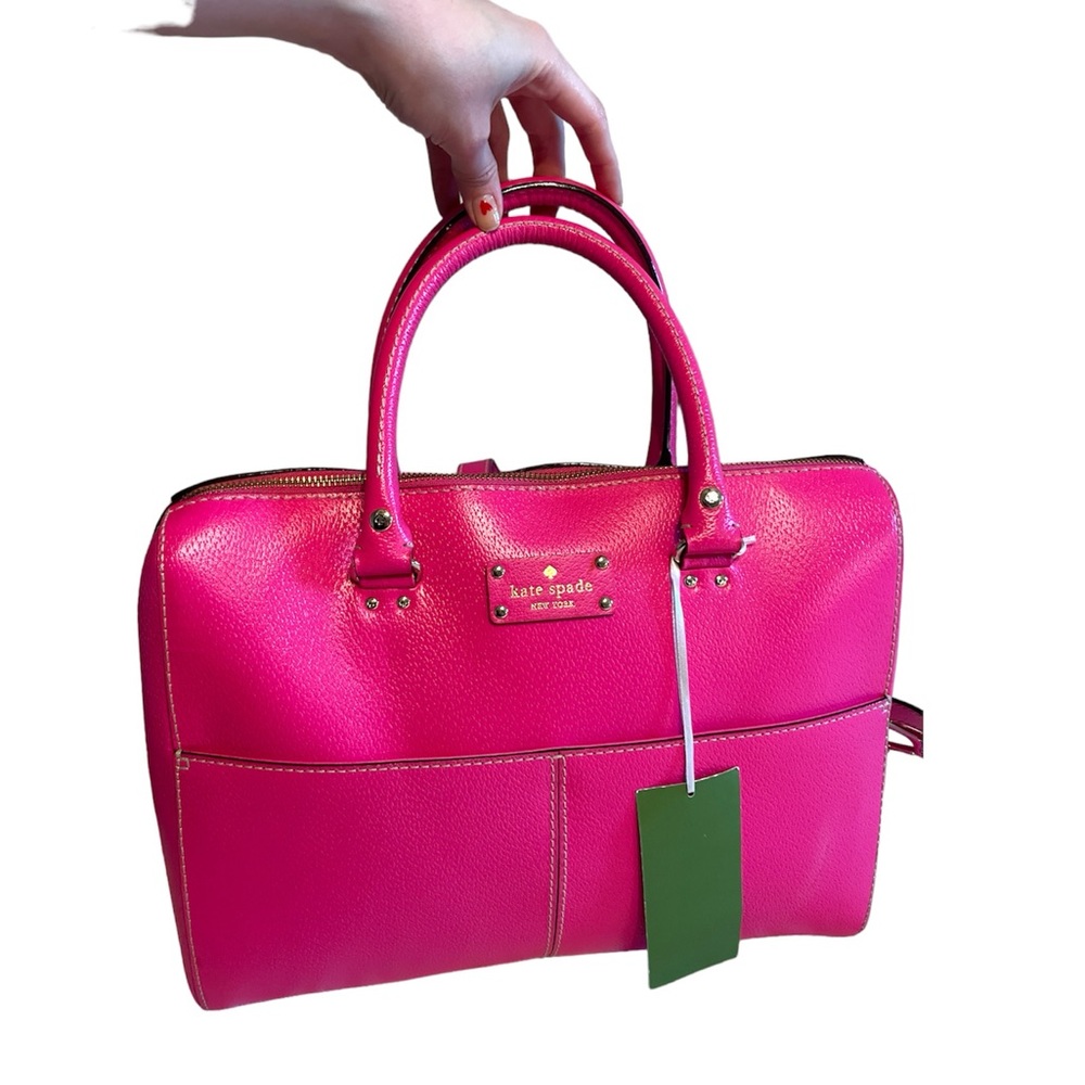 Kate Spade Pink Leather Laptop Satchel Bag and Dust Bag NWT - Picture 2 of 13